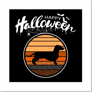 Funny Happy Halloween Beautiful Dachshund Men Women Kid Gift Posters and Art